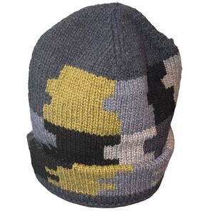 Vintage Handknit “Damoflage” Pixelated Wool Beanie